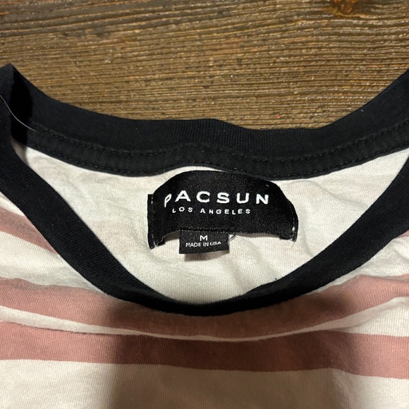 PacSun Pink and White Striped Tee - Picture 2 of 6